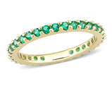4/5 Carat (ctw) Lab-Created Emerald Eternity Band Ring in 10K Yellow Gold